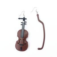 Creative Hand-made Violin Retro Musical Instrument Earring Contrast Color main image 6