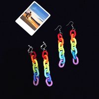 Acrylic Rainbow Contrast Color Chain Acrylic Earrings Wholesale main image 1