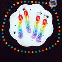 Acrylic Rainbow Contrast Color Chain Acrylic Earrings Wholesale main image 3