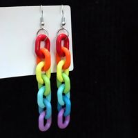 Acrylic Rainbow Contrast Color Chain Acrylic Earrings Wholesale main image 5
