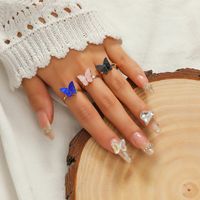 Fashion Multi-color Butterfly-shaped Adjustable Open Rings Three-piece Set Wholesale main image 1