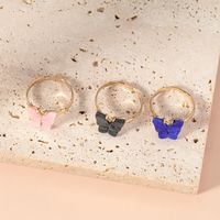 Fashion Multi-color Butterfly-shaped Adjustable Open Rings Three-piece Set Wholesale main image 4