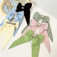 Fashion Hairpin Solid Color Inlaid Diamond Bow Spring Hair Clip main image 2