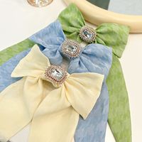 Fashion Hairpin Solid Color Inlaid Diamond Bow Spring Hair Clip main image 3