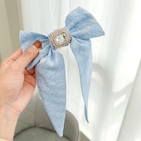 Fashion Hairpin Solid Color Inlaid Diamond Bow Spring Hair Clip main image 5