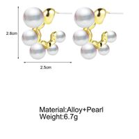 Fashion Pearl Earrings Retro Geometric C-shape Alloy Earrings main image 4