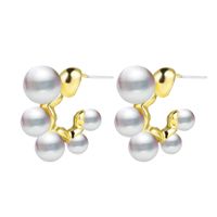 Fashion Pearl Earrings Retro Geometric C-shape Alloy Earrings main image 6