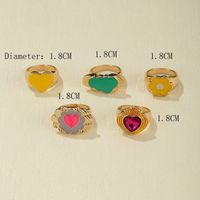 Vintage Creative Flower Heart-shaped Dripping Oil Alloy Rings Set Wholesale main image 2