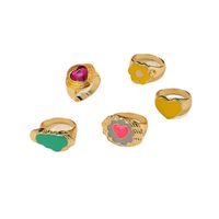 Vintage Creative Flower Heart-shaped Dripping Oil Alloy Rings Set Wholesale main image 6