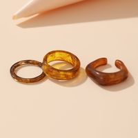 Vintage Solid Color Tie-dyed Semi-transparent Resin Open Rings Three-piece Set Wholesale main image 2