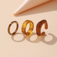 Vintage Solid Color Tie-dyed Semi-transparent Resin Open Rings Three-piece Set Wholesale main image 3