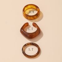 Vintage Solid Color Tie-dyed Semi-transparent Resin Open Rings Three-piece Set Wholesale main image 4