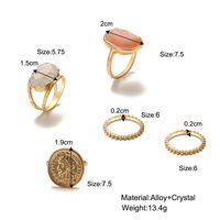 Retro Baroque Style Geometric Inlaid Rhinestone Alloy Rings Five-piece Set Wholesale main image 3