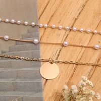 Retro New Alloy Sequin Pearl Pendant Multi-layered Clavicle Chain Wholesale main image 3