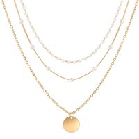 Retro New Alloy Sequin Pearl Pendant Multi-layered Clavicle Chain Wholesale main image 6