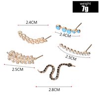 Fashion Diamond-encrusted Leaves Black Snake Crescent Alloy Earrings 5-piece Set main image 3