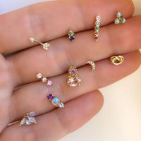 Fashion Simple Color Diamond 5 Pairs Of Earrings Alloy Earrings main image 1