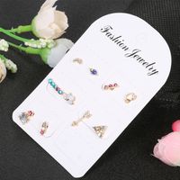 Fashion Simple Color Diamond 5 Pairs Of Earrings Alloy Earrings main image 3