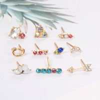 Fashion Simple Color Diamond 5 Pairs Of Earrings Alloy Earrings main image 6