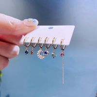 Fashion Color Gems Stars Moon Inlaid Zircon Copper Earrings Wholesale main image 5