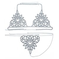 New Body Chain Rhinestone Claw Chain Flower-shaped Underwear Bra Set sku image 5