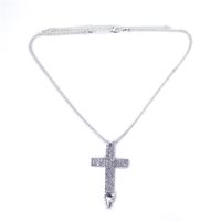 Popular Jewelry Diamond Claw Chain Fashion Trend Cross Rhinestone Necklace sku image 1
