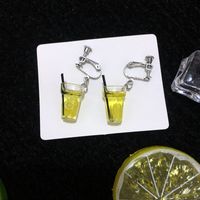 Creative Lemon Cup Fun Fruit Drink Cartoon Funny Earrings Wholesale sku image 3