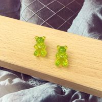 Cartoon Bear Creative Transparent Candy Color Earrings Wholesale sku image 5