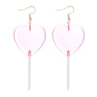 Simple Candy Color Lollipop Heart-shaped Long Ear Hook Wholesale sku image 5
