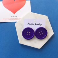 Fashion Colorful Candy-colored Button Earrings Round Resin Earrings sku image 1