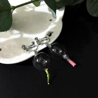 Creative Hand-made Fun Transparent Glass Ball Bubble Doll Doll Earrings sku image 2