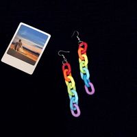 Acrylic Rainbow Contrast Color Chain Acrylic Earrings Wholesale sku image 1