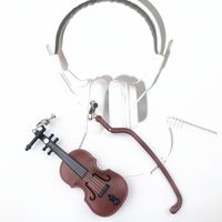 Creative Hand-made Violin Retro Musical Instrument Earring Contrast Color sku image 1