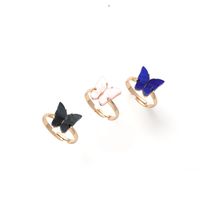 Fashion Multi-color Butterfly-shaped Adjustable Open Rings Three-piece Set Wholesale sku image 1