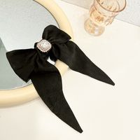 Fashion Hairpin Solid Color Inlaid Diamond Bow Spring Hair Clip sku image 1