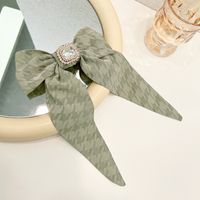 Fashion Hairpin Solid Color Inlaid Diamond Bow Spring Hair Clip sku image 6