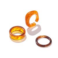 Vintage Solid Color Tie-dyed Semi-transparent Resin Open Rings Three-piece Set Wholesale sku image 1