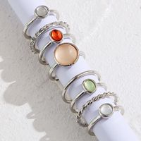 Retro Baroque Style Geometric Inlaid Rhinestone Alloy Rings Five-piece Set Wholesale sku image 2