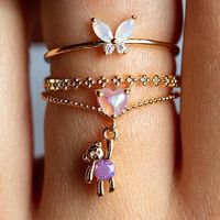 Vintage Heart-shaped Cute Bear Star Moon Butterfly Alloy Rings Wholesale sku image 3