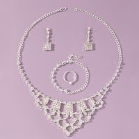 Fashion Simple Four-piece Jewelry Necklace Ring Bracelet Set Wholesale sku image 1