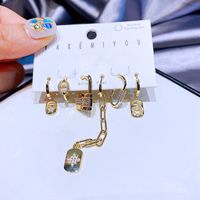 Yakemiyou Luxurious Geometric Metal Zircon Earrings sku image 1