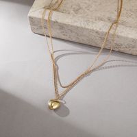 Fashion Simple Heart-shaped Pendant Necklace Double-layer Clavicle Chain main image 3