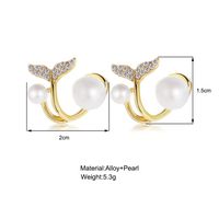 Retro Fishtail Pearl Earrings Creative Alloy Stud Earrings main image 3