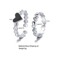 Vintage Heart-shaped Dripping-oil Two-piece Alloy Rings Set Wholesale main image 4