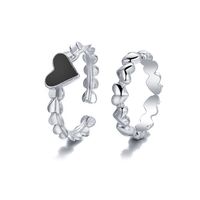 Vintage Heart-shaped Dripping-oil Two-piece Alloy Rings Set Wholesale main image 6