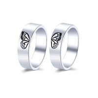Fashion Solid Color Carved Butterfly Heart-shaped Couple Ring Two-piece Set main image 1