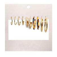 Retro Inlaid Pearl Set Of 5 Creative Simple Acrylic Twist Circle Earrings main image 4