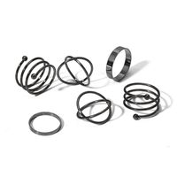 Vintage Geometric Pearl Black Alloy Ring Set Wholesale sku image 3