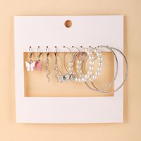 Retro Inlaid Pearl Set Of 5 Creative Simple Acrylic Twist Circle Earrings sku image 2