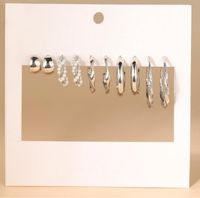 Retro Inlaid Pearl Set Of 5 Creative Simple Acrylic Twist Circle Earrings sku image 5
